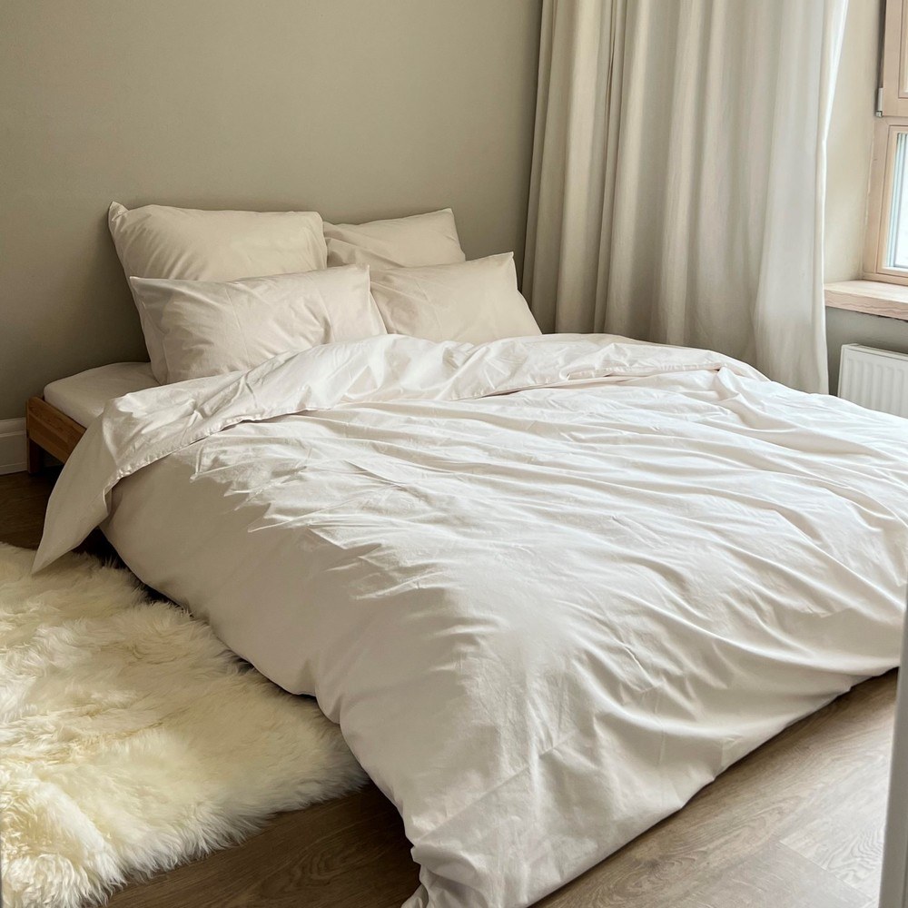 almond milk percale bedding